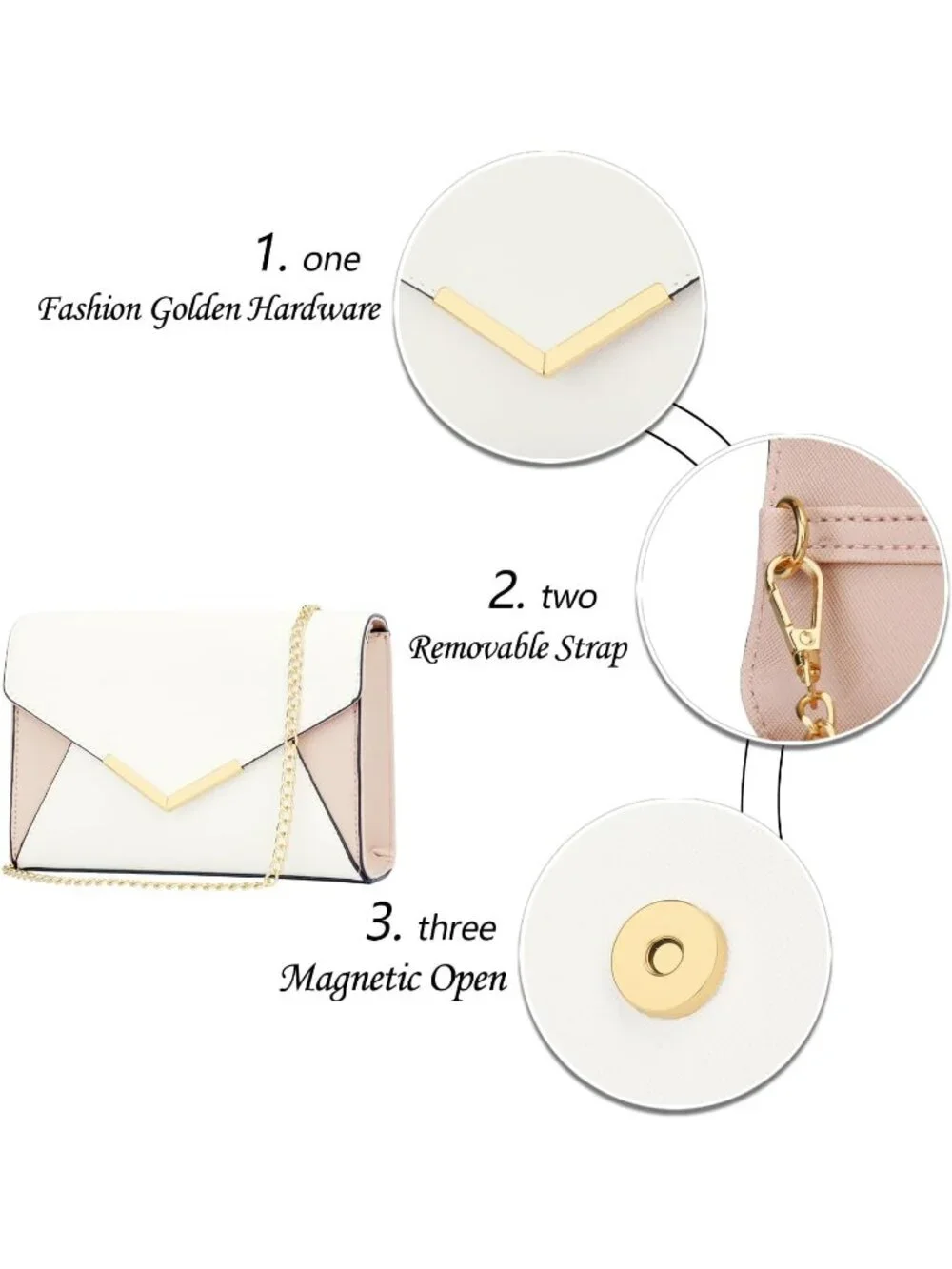 👜 Women's Cream Faux Leather Evening Handbag Party Wedding Prom Clutch Purses